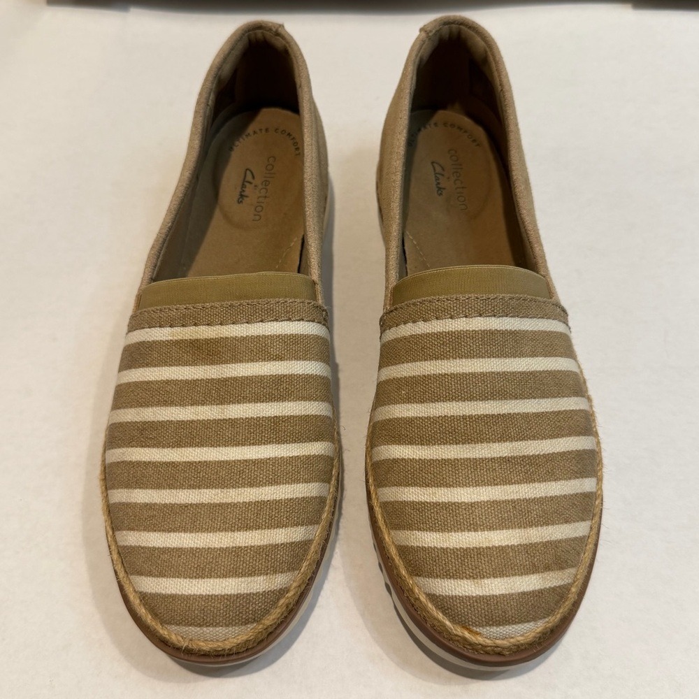 Clarks Collection Womens Size 6 Striped Espadrille‎ Slip On Comfort Shoes